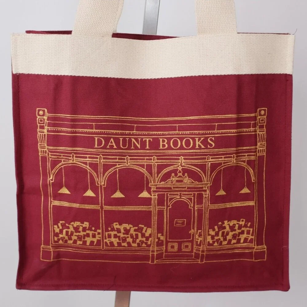 Daunt Books London tote bag US seller ready to ship red gold foil canvas